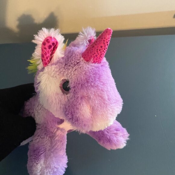Hug & Luv Rainbow Purple Unicorn Plush Stuffed Animal Toy 9.5” Long Soft Cuddly - Picture 4 of 7